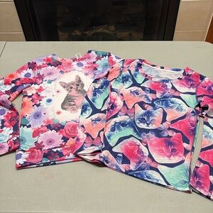 Cat themed girls tops